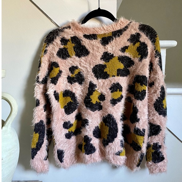 Topshop Pink Fuzzy Leopard Sweater - Picture 3 of 5
